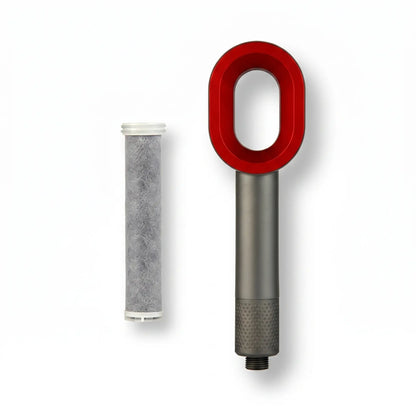 PuraMoment Aromatherapy Showerhead - Gray/Red with filter cartridge