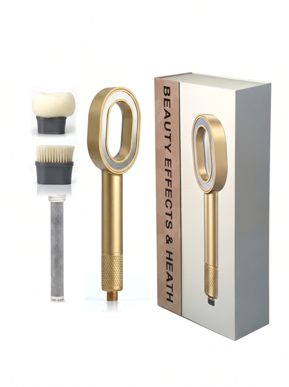 PuraMoment Aromatherapy Showerhead - Gold accessories and gift box