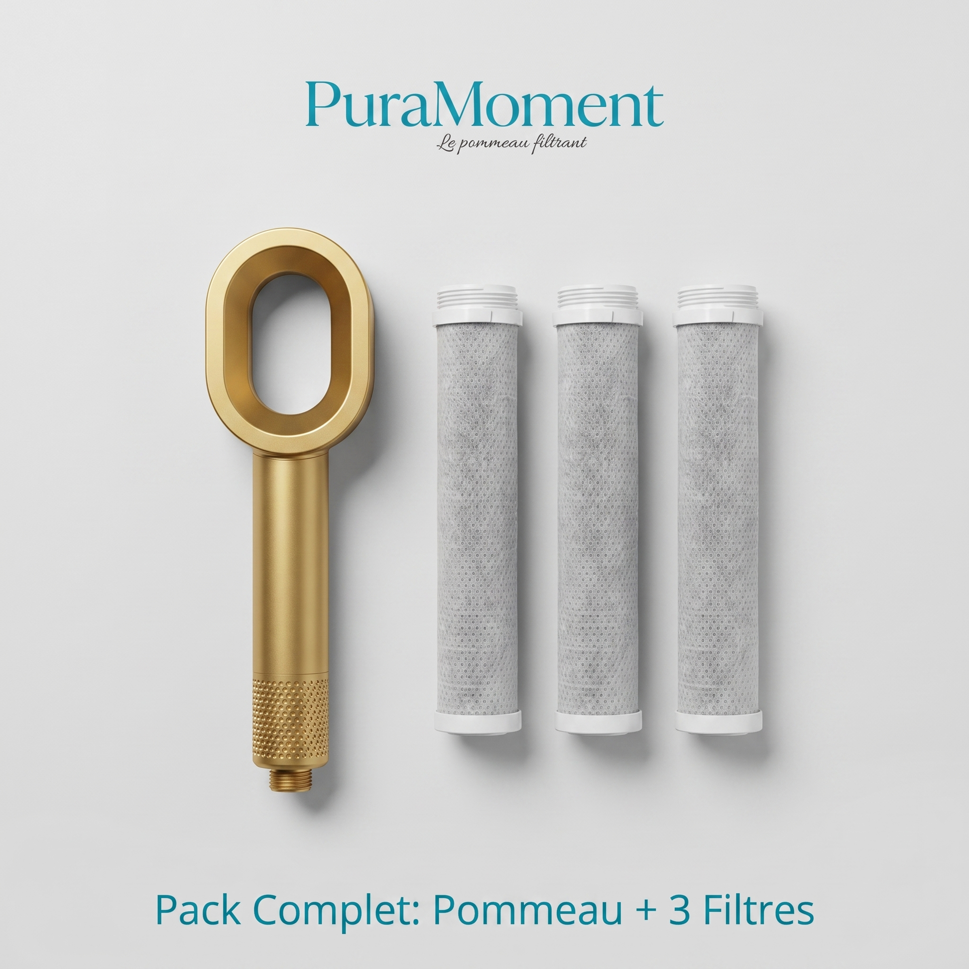 PuraMoment Complete Set - Gold - Showerhead + 3 Filters