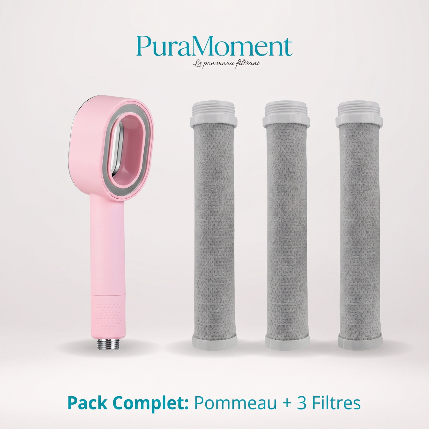 PuraMoment Complete Set - Pink - Showerhead + 3 Filters